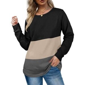 MSRP $28 Dofaoo Women's S Sweatshirt Crewneck Long Sleeve Color Block Shirt